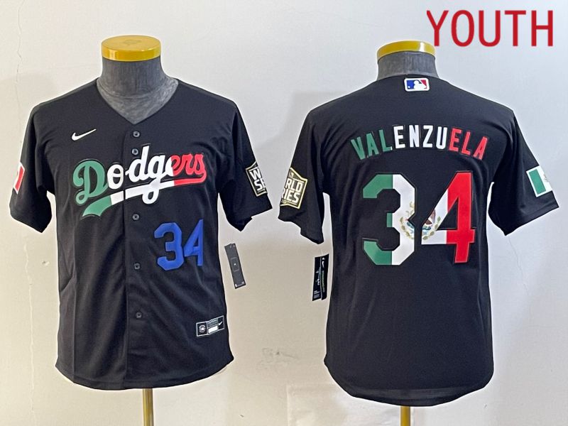 Youth Los Angeles Dodgers 34 Valenzuela Black Game 2024 Nike MLB Jersey style 10292
